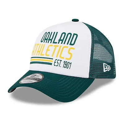 New Era /Green Oakland Athletics Stacked A-Frame Trucker 9FORTY Adjustable Hat