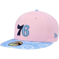 New Era /Light Blue Philadelphia 76ers Paisley Visor 59FIFTY Fitted Hat