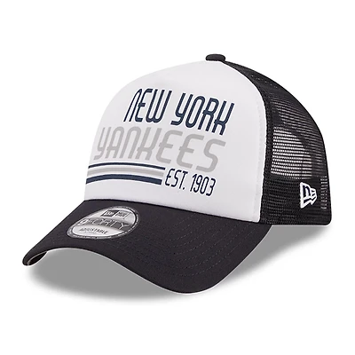 New Era /Navy New York Yankees Stacked A-Frame Trucker 9FORTY Adjustable Hat
