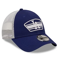 New Era /White Los Angeles Dodgers Logo Patch 9FORTY Trucker Snapback Hat
