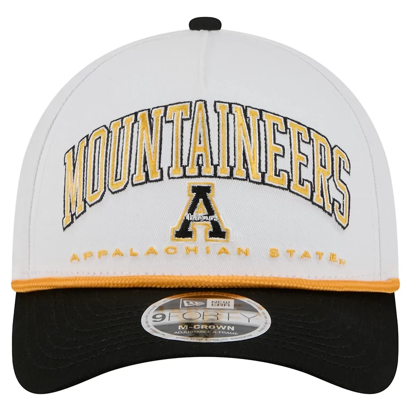 New Era Black Appalachian State Mountaineers Arch Two-Tone Rope 9FORTY A-Frame M-Crown Adjustable Hat