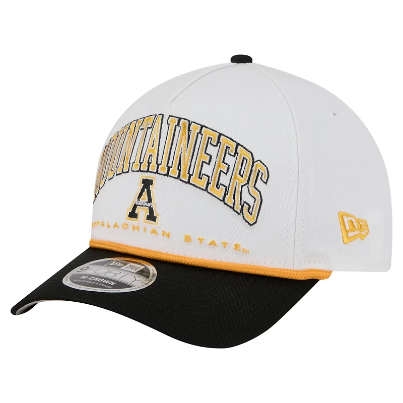 New Era Black Appalachian State Mountaineers Arch Two-Tone Rope 9FORTY A-Frame M-Crown Adjustable Hat