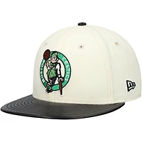 New Era Black Boston Celtics Faux Leather Visor Two-Tone 59FIFTY Fitted Hat