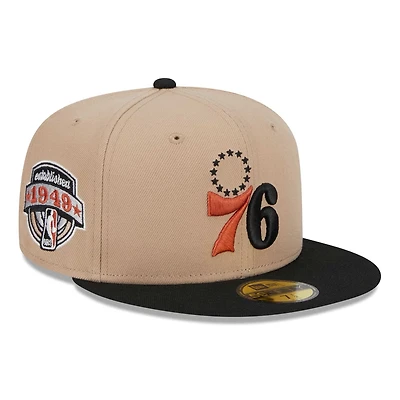 New Era Black Burnt Orange Logo 2-Tone 59FIFTY Fitted Hat