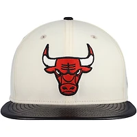New Era Black Chicago Bulls Faux Leather Visor Two-Tone 59FIFTY Fitted Hat