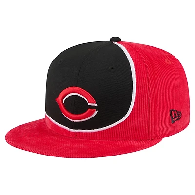New Era Black Cincinnati s Retro Split Corduroy Snapback Hat
