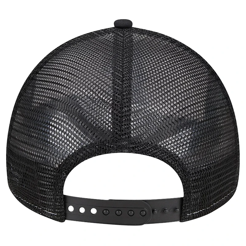 New Era Black Houston Astros Checkered Flag A-Frame Trucker 9FORTY Adjustable Hat