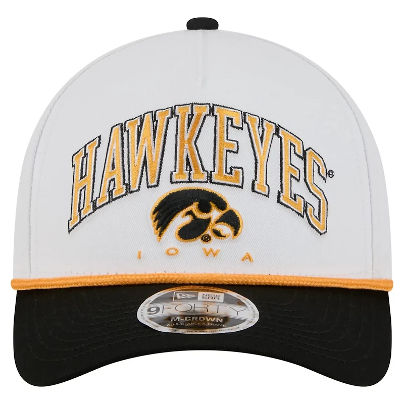 New Era Black Iowa Hawkeyes Arch Two-Tone Rope 9FORTY A-Frame M-Crown Adjustable Hat