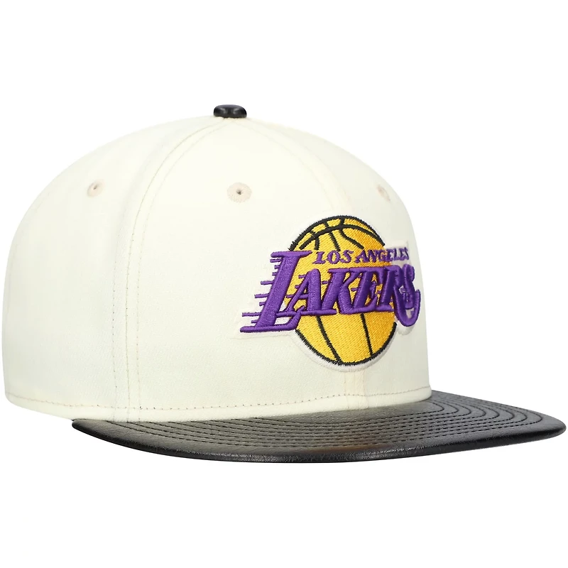 New Era Black Los Angeles Lakers Faux Leather Visor Two-Tone 59FIFTY Fitted Hat