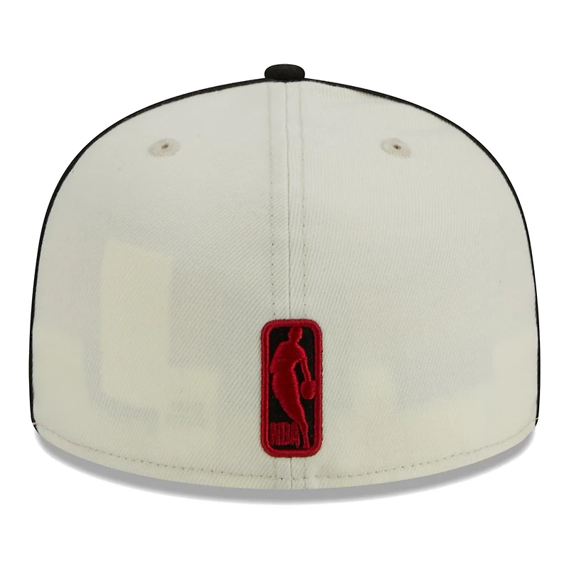 New Era Black Miami Heat Piping 2-Tone 59FIFTY Fitted Hat