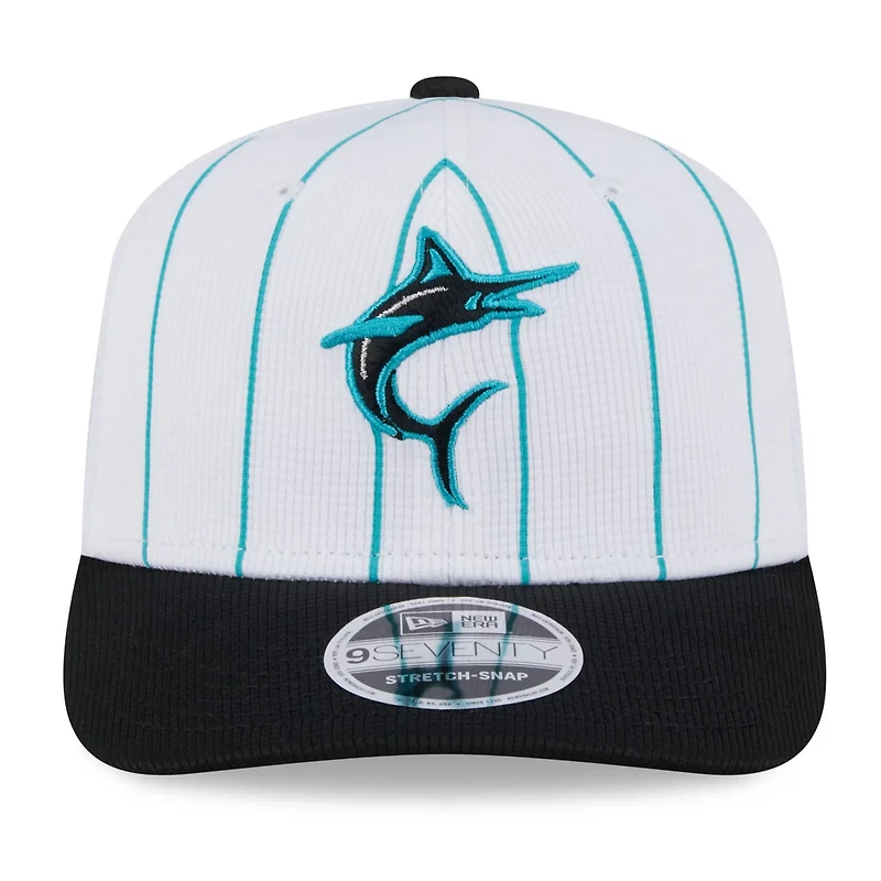 New Era Black Miami Marlins 2025 Batting Practice 9SEVENTY Stretch-Snap Trucker Hat