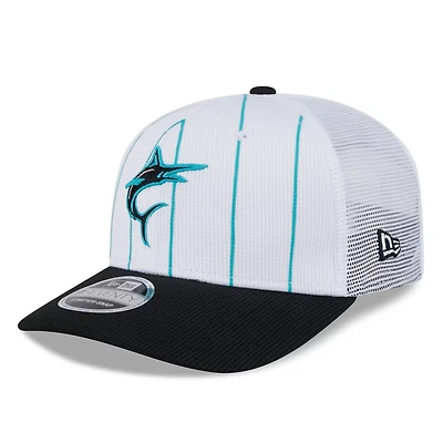 New Era Black Miami Marlins 2025 Batting Practice 9SEVENTY Stretch-Snap Trucker Hat
