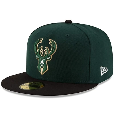 New Era Black Milwaukee Bucks Official Team Color 2Tone 59FIFTY Fitted Hat
