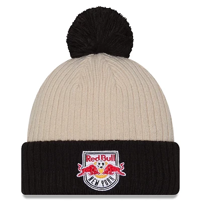 New Era Black New York Red Bulls 2025 Jersey Hook Cuffed Knit Hat with Pom