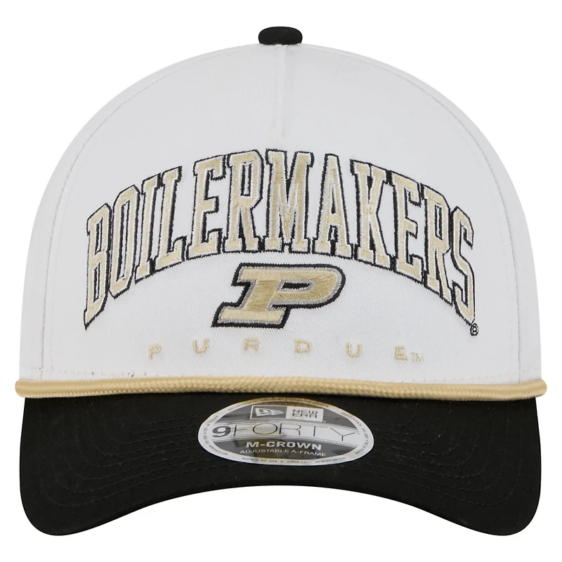 New Era Black Purdue Boilermakers Arch Two-Tone Rope 9FORTY A-Frame M-Crown Adjustable Hat