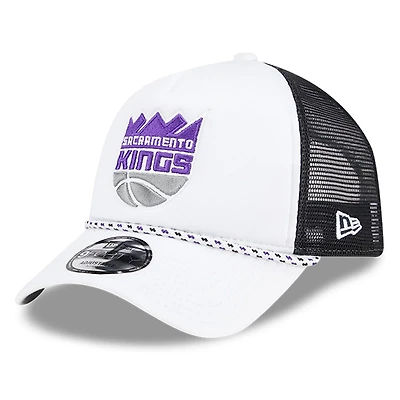 New Era Black Sacramento Kings Court Sport Foam A-Frame 9FORTY Adjustable Trucker Hat