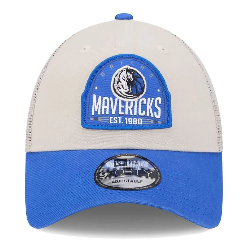 New Era Blue Dallas Mavericks Throwback Patch Trucker 9FORTY Adjustable Hat