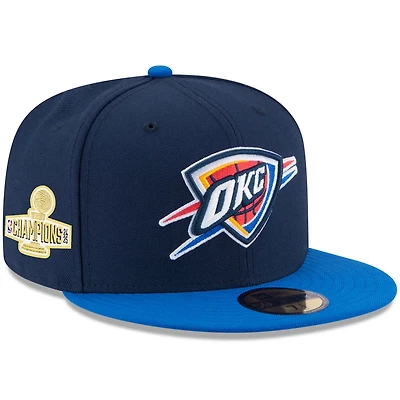 New Era Blue Oklahoma City Thunder 2025 NBA Finals Champions Side Patch Two-Tone 59FIFTY Fitted Hat