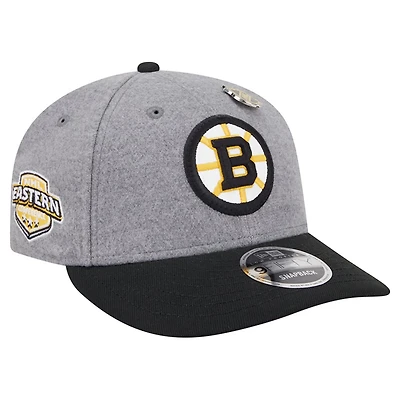 New Era Boston Bruins Wool Pin Low Profile 9FIFTY Snapback Hat