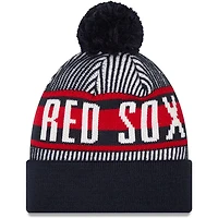 New Era Boston Red Sox Striped Cuffed Knit Hat with Pom