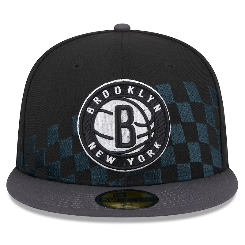 New Era Brooklyn Nets Rally Drive Checkerboard 59FIFTY Crown Fitted Hat