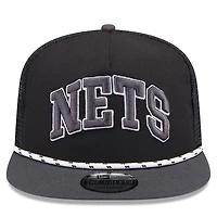 New Era Charcoal Brooklyn Nets Throwback Team Arch Golfer Snapback Hat