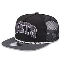 New Era Charcoal Brooklyn Nets Throwback Team Arch Golfer Snapback Hat