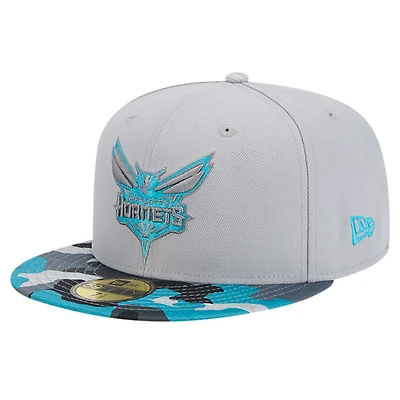 New Era Charlotte Hornets Active Color Camo Visor 59FIFTY Fitted Hat