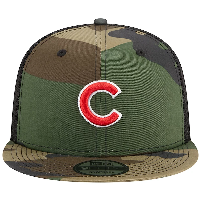 New Era Chicago Cubs Woodland Trucker 9FIFTY Snapback Hat