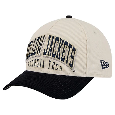 New Era Cream Georgia Tech Yellow Jackets Arch Two-Tone Corduroy 9FORTY A-Frame Adjustable Hat