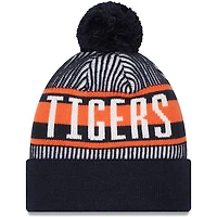 New Era Detroit Tigers Striped Cuffed Knit Hat with Pom