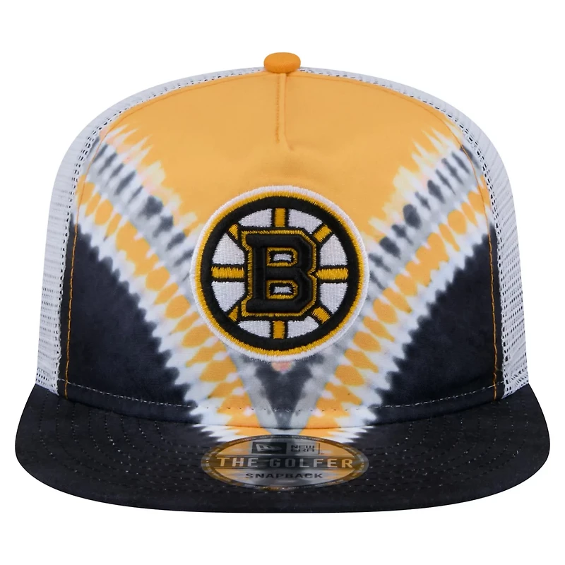 New Era Gold Boston Bruins Throwback V-Dye Adjustable Golfer Hat