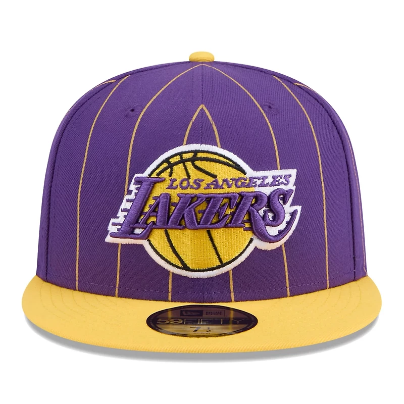 New Era Gold Los Angeles Lakers Pinstripe Two-Tone 59FIFTY Fitted Hat