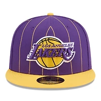 New Era Gold Los Angeles Lakers Pinstripe Two-Tone 59FIFTY Fitted Hat