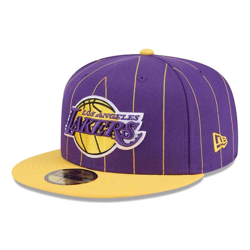 New Era Gold Los Angeles Lakers Pinstripe Two-Tone 59FIFTY Fitted Hat