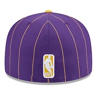 New Era Gold Los Angeles Lakers Pinstripe Two-Tone 59FIFTY Fitted Hat