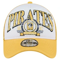 New Era Gold Pittsburgh Pirates Distressed 9FORTY A-Frame Adjustable Trucker Hat