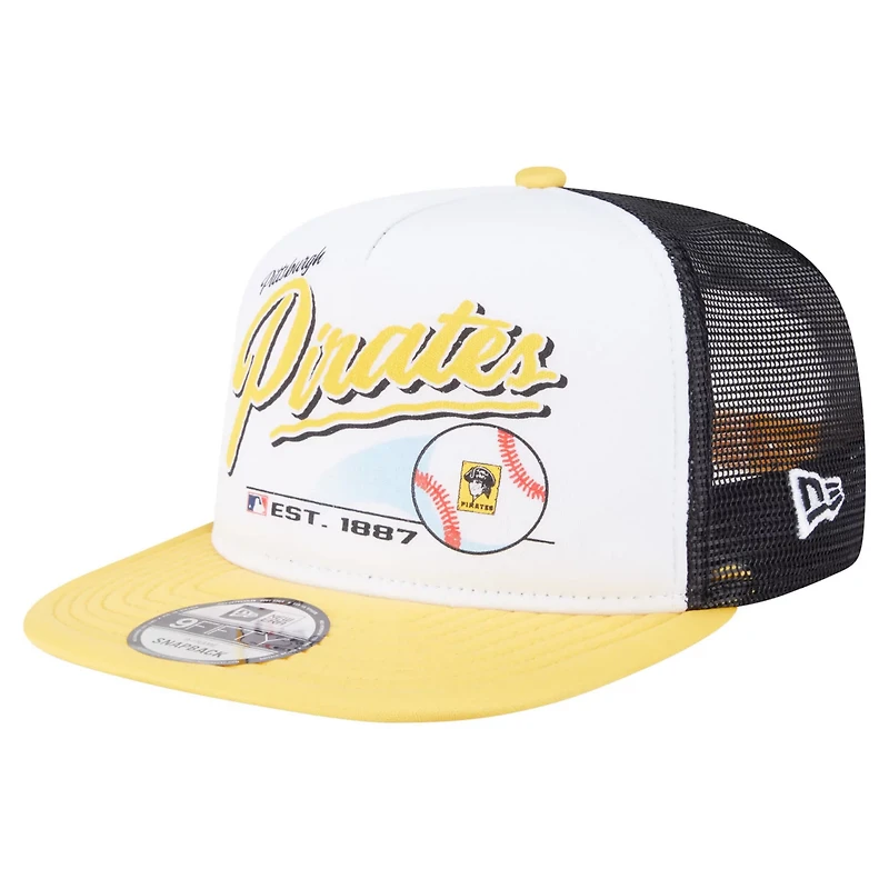 New Era Gold Pittsburgh Pirates Retro Script Trucker 9FIFTY Snapback Hat