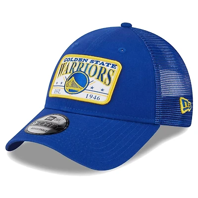 New Era Golden State Warriors Plate Oversized Patch Trucker 9FORTY Adjustable Hat