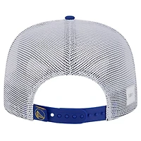 New Era Golden State Warriors Puff Print Team Code A-Frame 9FIFTY Trucker Snapback Hat