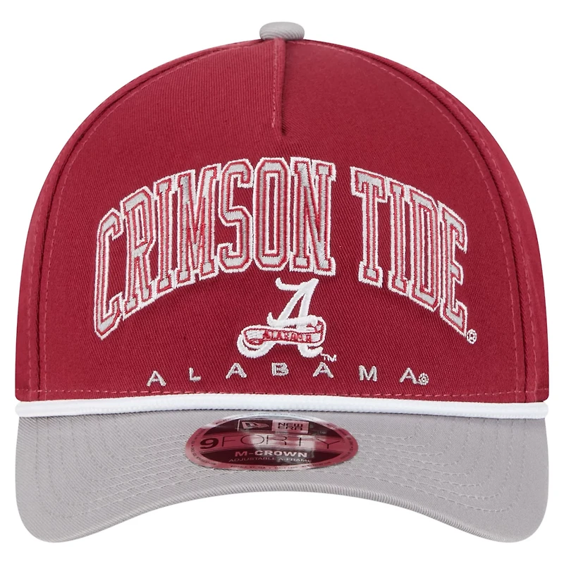 New Era Gray Alabama Tide Arch Two-Tone Rope 9FORTY A-Frame M-Crown Adjustable Hat