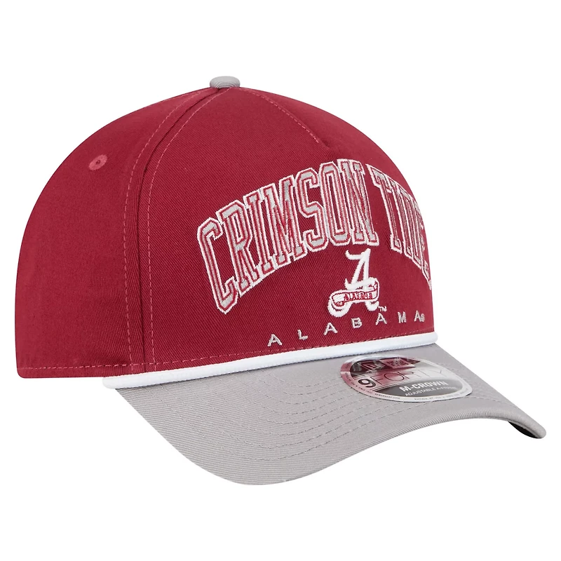 New Era Gray Alabama Tide Arch Two-Tone Rope 9FORTY A-Frame M-Crown Adjustable Hat