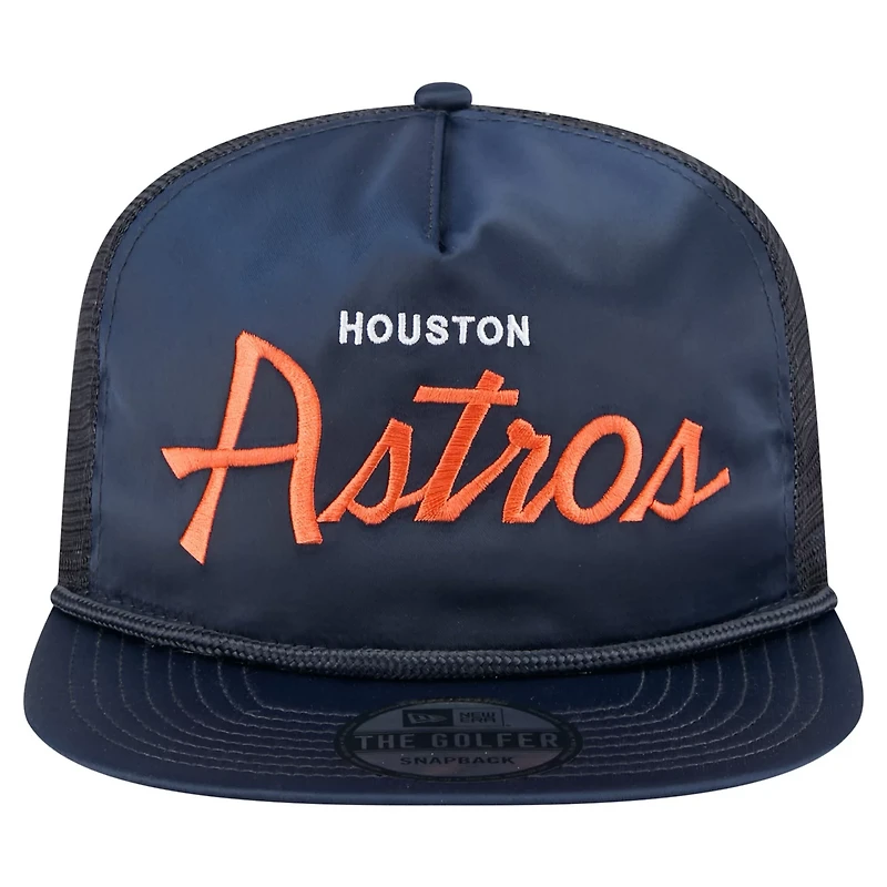 New Era Houston Astros Retro Satin Script Golfer Adjustable Hat