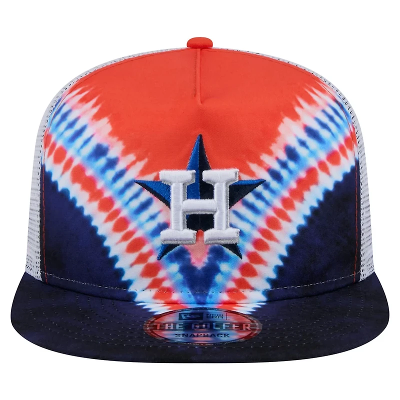 New Era Houston Astros Tie-Dye Golfer Trucker Adjustable Hat