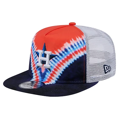 New Era Houston Astros Tie-Dye Golfer Trucker Adjustable Hat