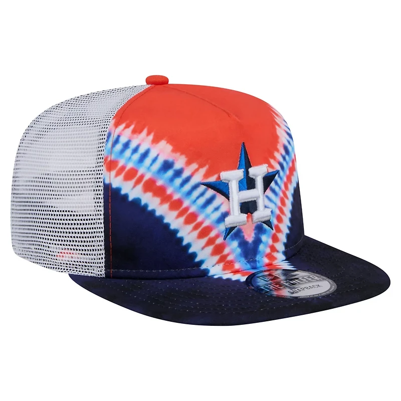 New Era Houston Astros Tie-Dye Golfer Trucker Adjustable Hat