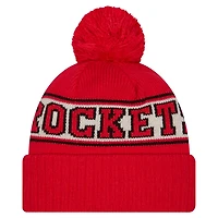 New Era Houston Rockets Throwback Retro Cuffed Knit Hat with Pom