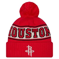 New Era Houston Rockets Throwback Retro Cuffed Knit Hat with Pom