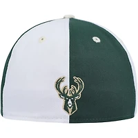 New Era Hunter /White Milwaukee Bucks Script Pinwheel 59FIFTY Fitted Hat
