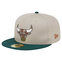 New Era Hunter Green Chicago Bulls Lifestyle Tree Bark 59FIFTY Fitted Hat